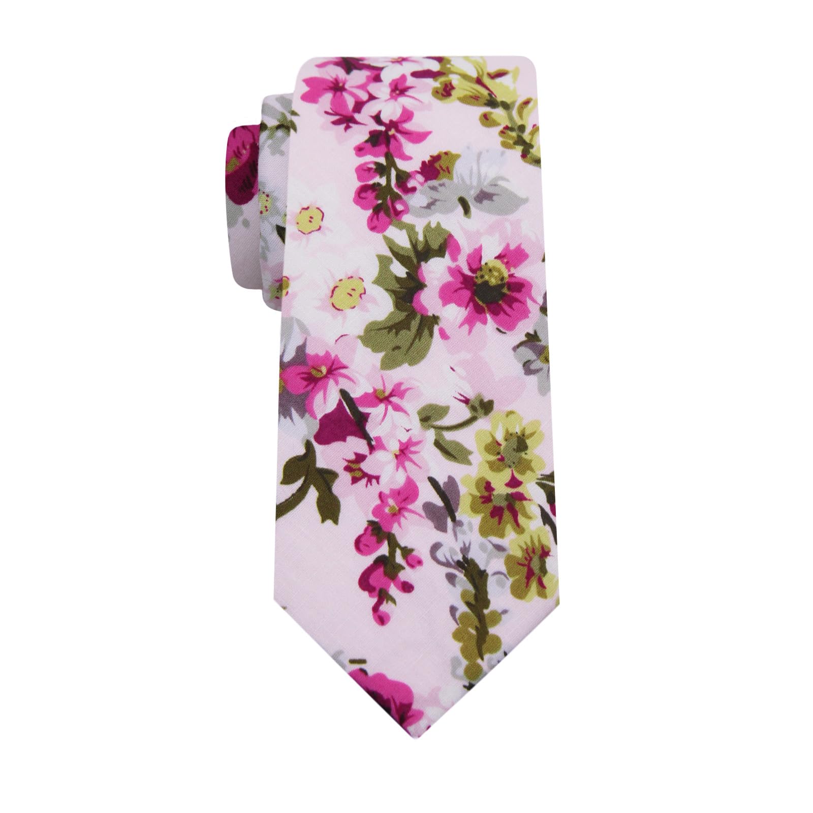 Mantieqingway Floral Ties for Men Skinny Cotton Tie Flower Necktie