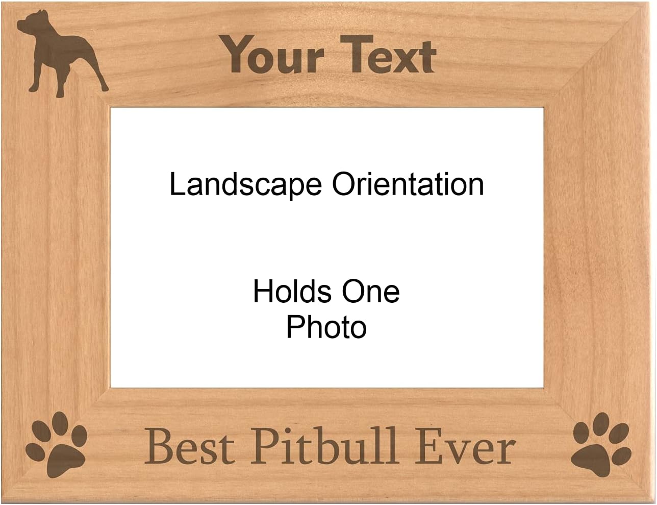 Personalized Pet Frames Best Pitbull Ever with Custom Text Engraved Natural Wood Picture Frame