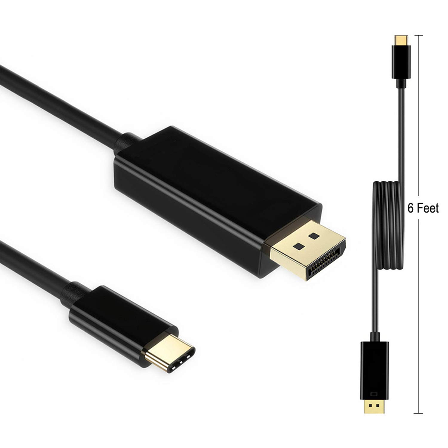 Câble USB-C Vers Mini DisplayPort 1,8m - 4K 60Hz, Compatible Mode DP Alt Câble MacBook écran Externe