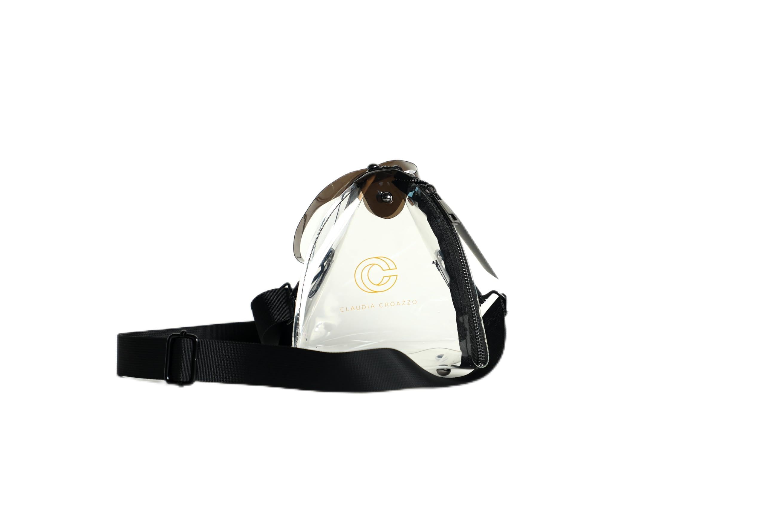 CC COUTURE Stadium Approved Pyramid Clear Handbag - Recycled 100% Pu Plastic Transparent Bag for Women with Detachable Shoulder Strap - See Through Clear Bag for Stadium Events, Sports, Concert