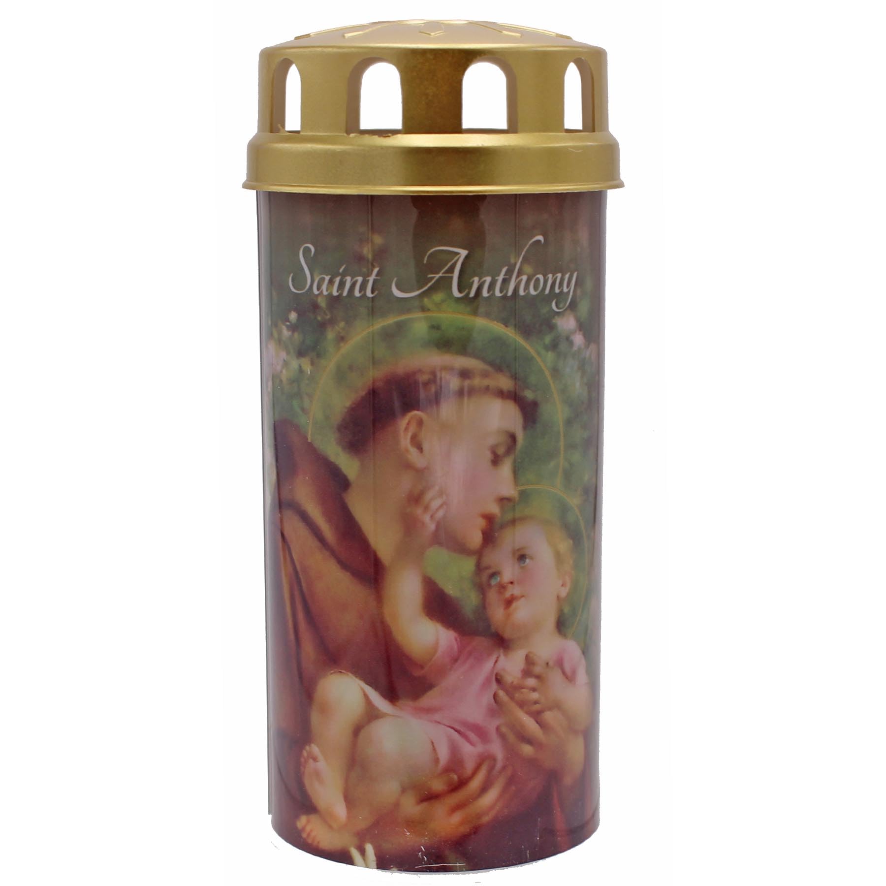 CBC Distributors Religious Devotional LED Candle with Cap and Prayer - 14cm LED with Timer Function (Saint Anthony)