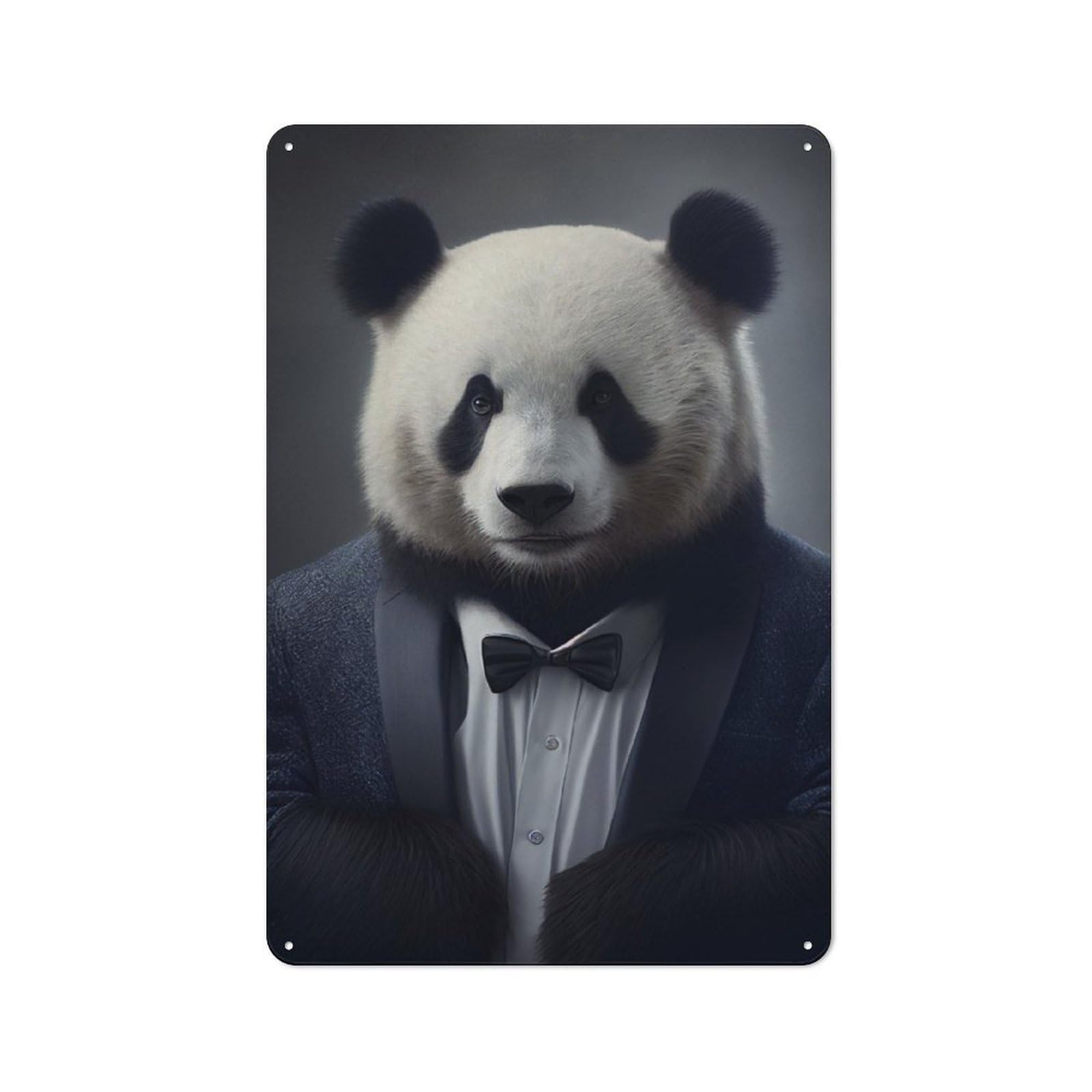 Junmoney Panda Suit Rustic Metal Wall Sign 30X20cm For Hobby Room Or Studio, For Vintage Wall Decor Fans, For Themed Room Decoration