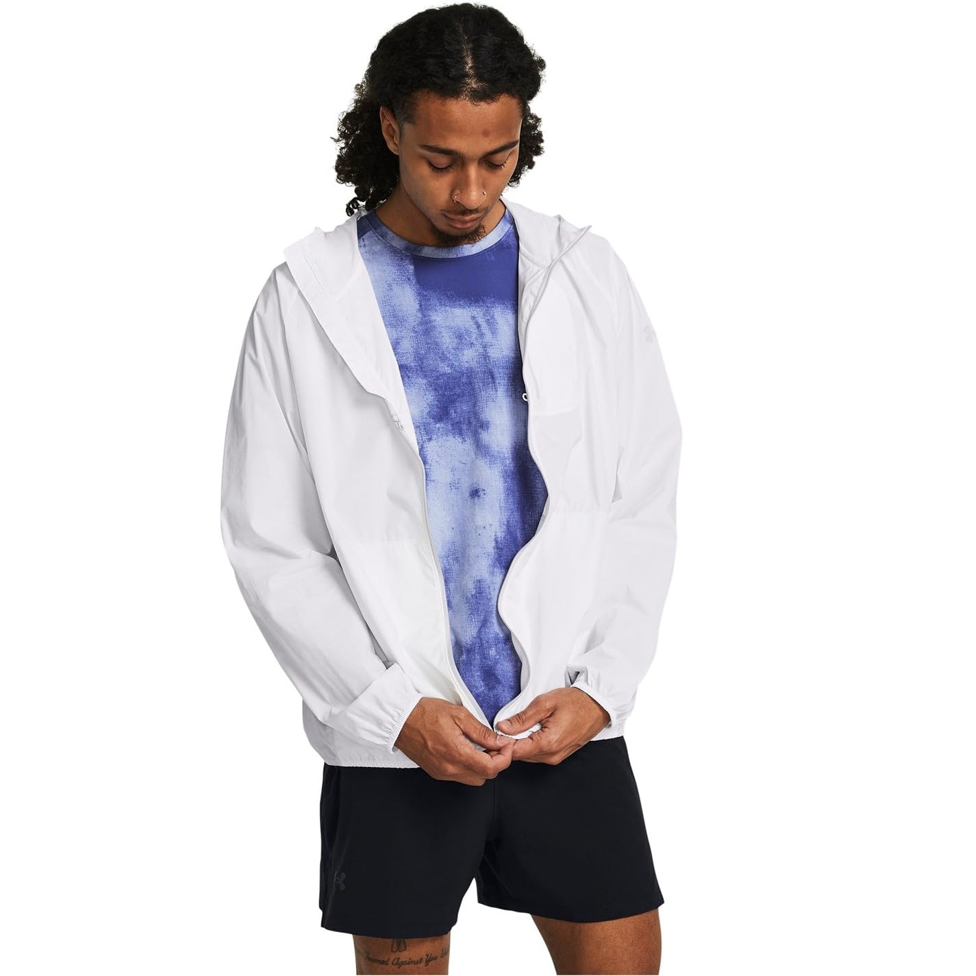 Under Armour Herren Phantom Windbreaker Laufbekleidung Laufjacke Weiß - Grau XL
