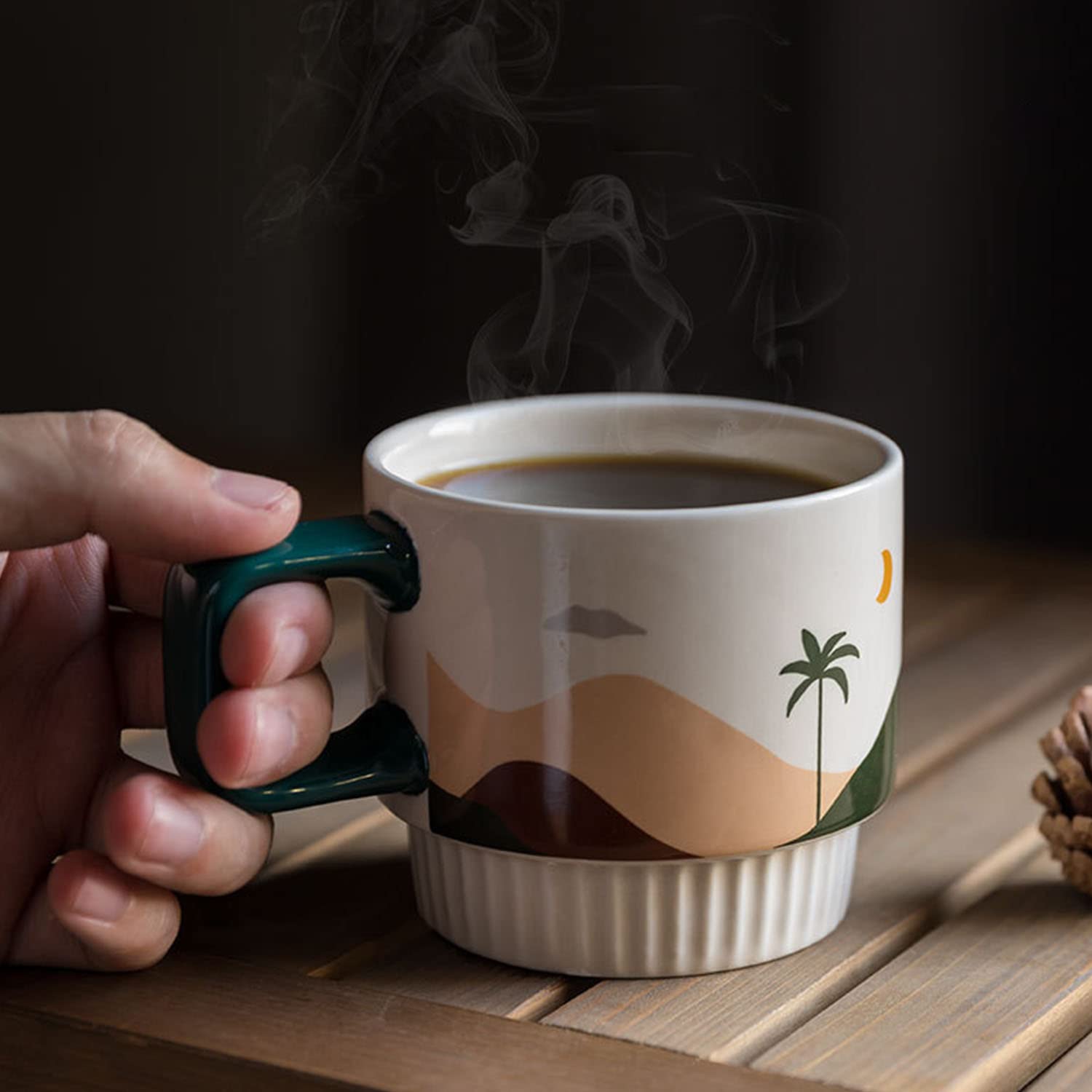 Tazas de café de porcelana con asa, juego de 4, 12 onzas
