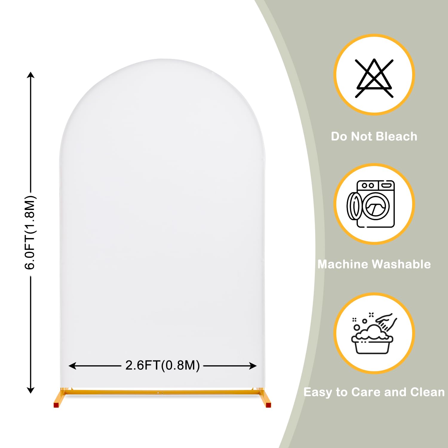 Gnomdcer 6.0FT Arch Backdrop Cover, White Wedding Arch Cover, Background Stand Covers, Spandex Backdrop Cover for Wedding Celebration Birthday Party Baby Shower