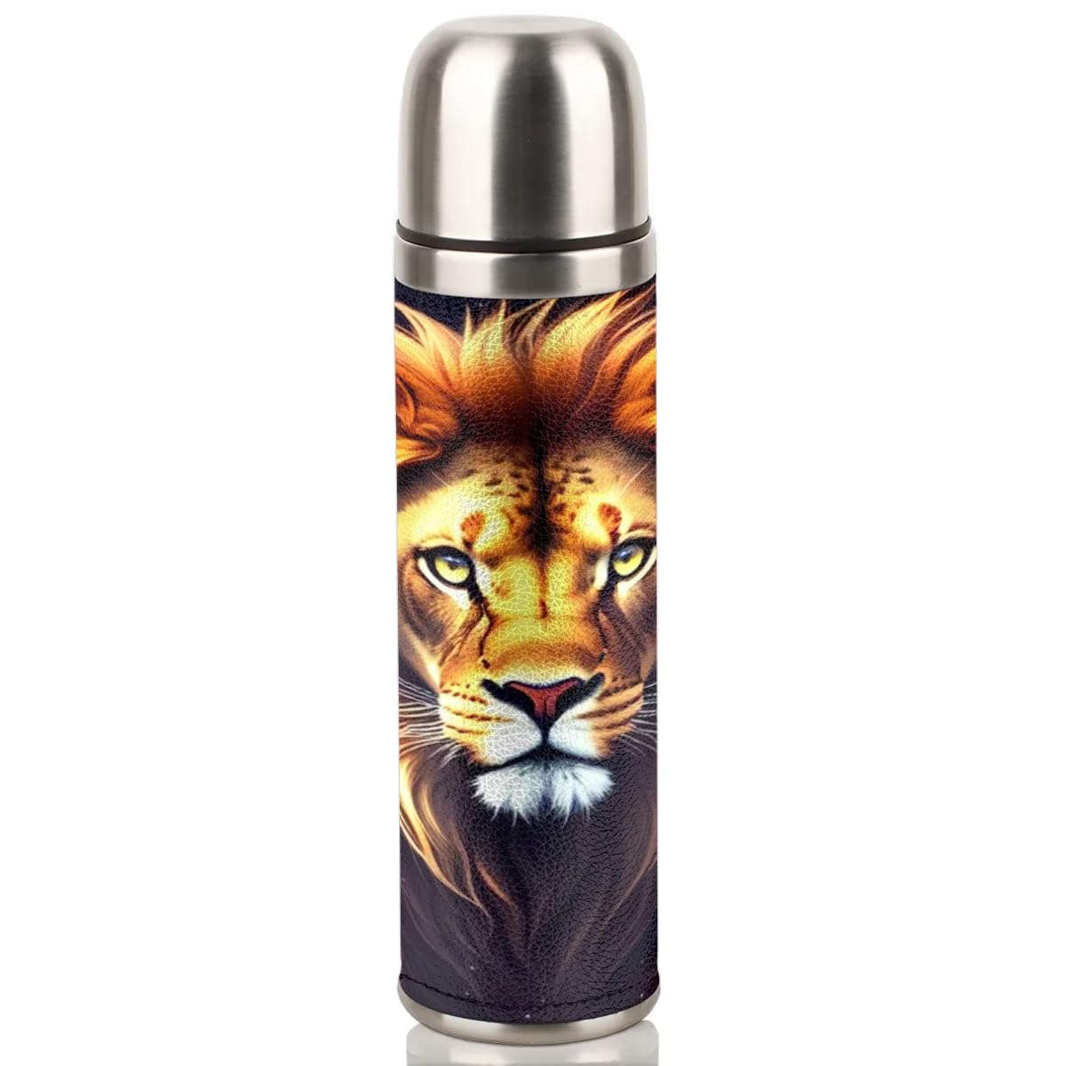 Insulated 16 Oz Water Bottles, Lion Animals Stainless Steel Water Bottles BPA-Free, Reusable Cute Water Bottle Travel Waterbottle for Sports, Kids & Adult