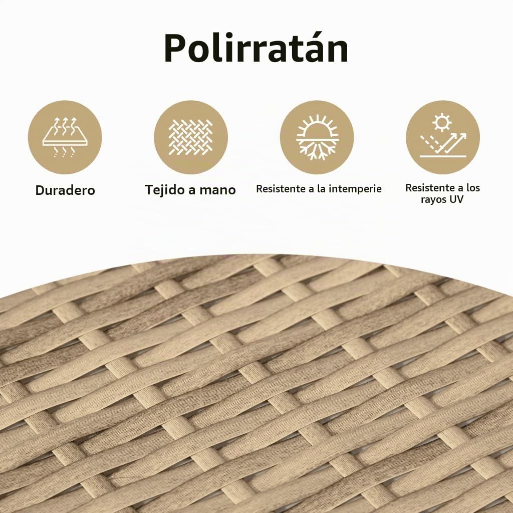 Conjunto Jardín de Ratán con Almacenamiento Conjunto Jardin Exterior Muebles Jardin Exterior Sofá de Esquina Sofá para Jardin Terraza Resistente a la Intemperie-Beige y Crema-9 pzas/Tipo 2