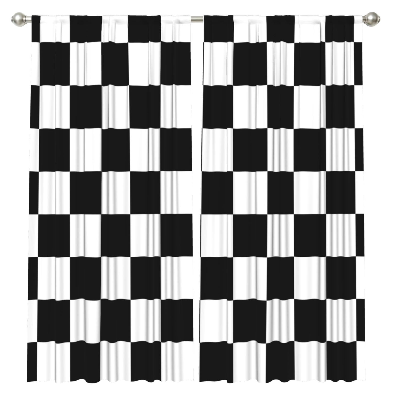 InOmak Checkered Flag Racing, 2 Panels Window Curtains 52 x 84 Inch Blackout Curtains for Living Room Bedroom