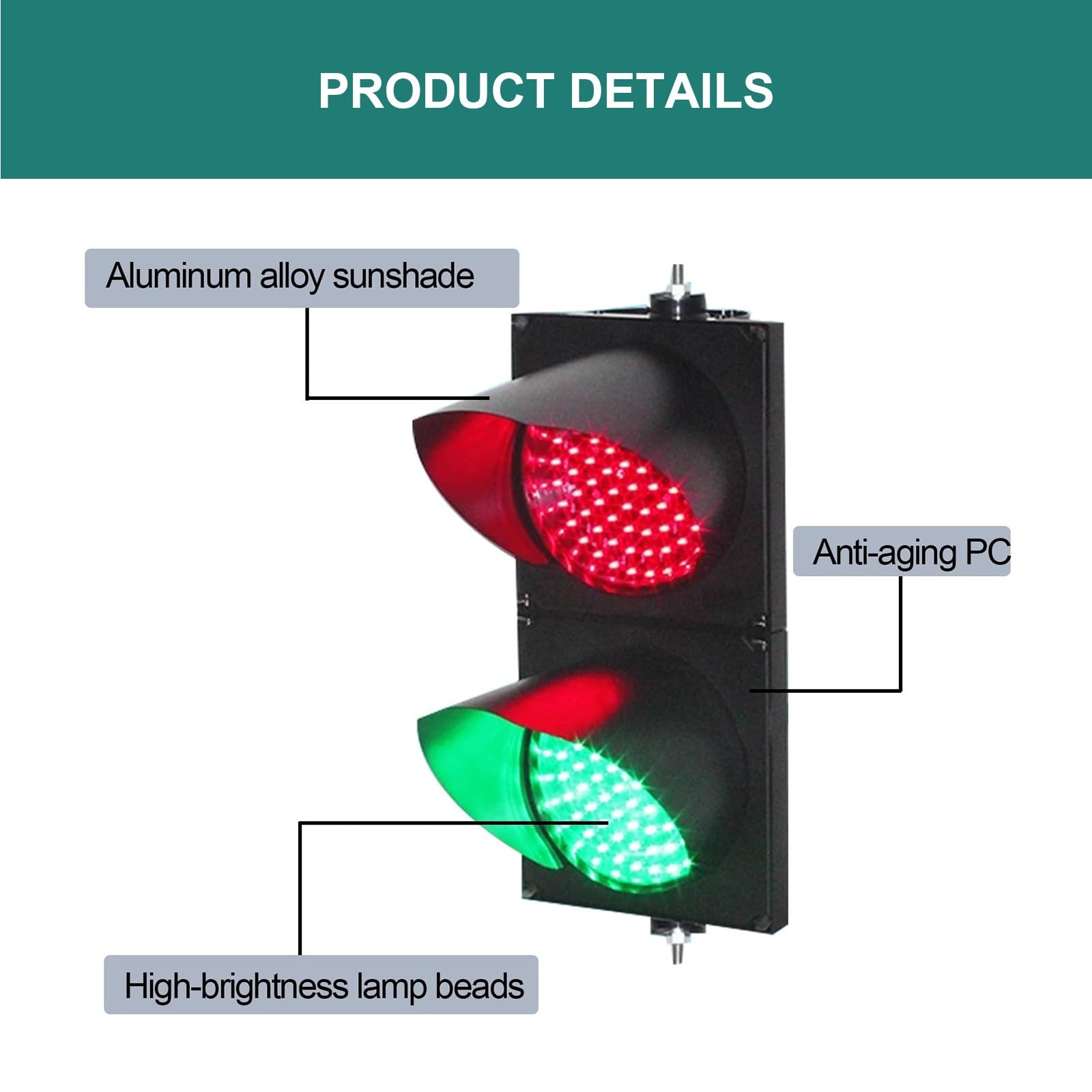 Semáforo de 8 Pulgadas, 2 LED Rojo/Verde, for Muelle de Carga, con Controlador de botón, for Carreteras, peajes y accesos residenciales.