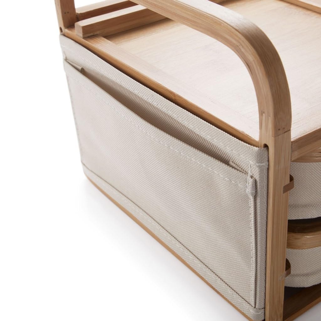 Organisateur de Stockage de Maquillage Support de rangement en bambou for cosmétiques de bureau, boîte de rangement en tissu, coiffeuse, support de rangement multicouche avec tiroirs Organisateur de M