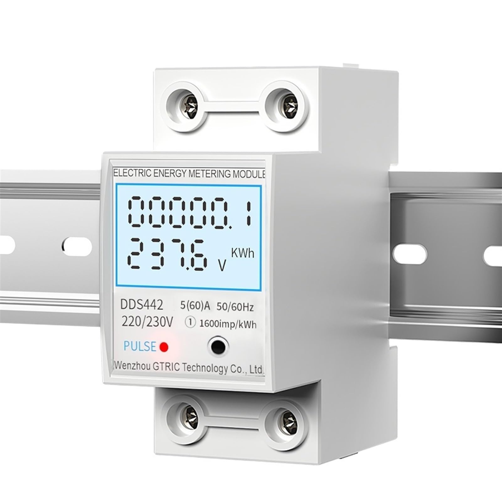 Energy Meter 2P Single Phase Voltage Current Power Consumption Meter Wattmeter LCD Digital Display DIN Rail 230VAC 80A(Reset with Backlight,5-60A)