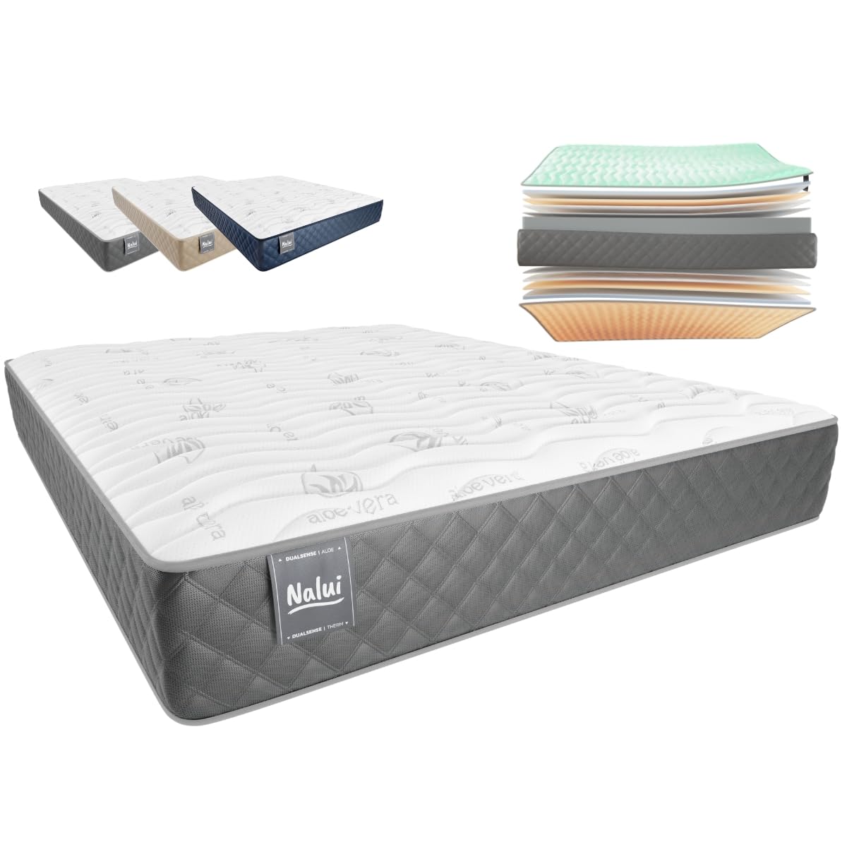 Don Descanso - Colchón 135x190 Viscoelastico Mulhacen DualSense, Altura ± 26cm. Multicapa con Núcleo GravityFoam, Firmeza Alta, Doble Cara Invierno/Verano, Transpirable. Fabricado en España, Gris - 1