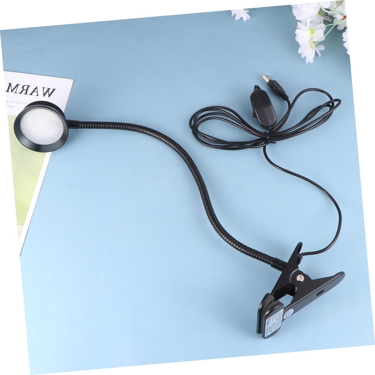 POPETPOP Lampada Lettura LED USB Pinza, Flessibile Nero