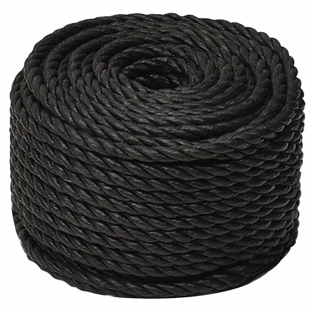 vidaXL Cuerda de Trabajo Seguridad Incendio Escalada Aire Libre Exterior Camping Torcida Bricolaje Artesanía Polipropileno Negro 10 mm 50 m