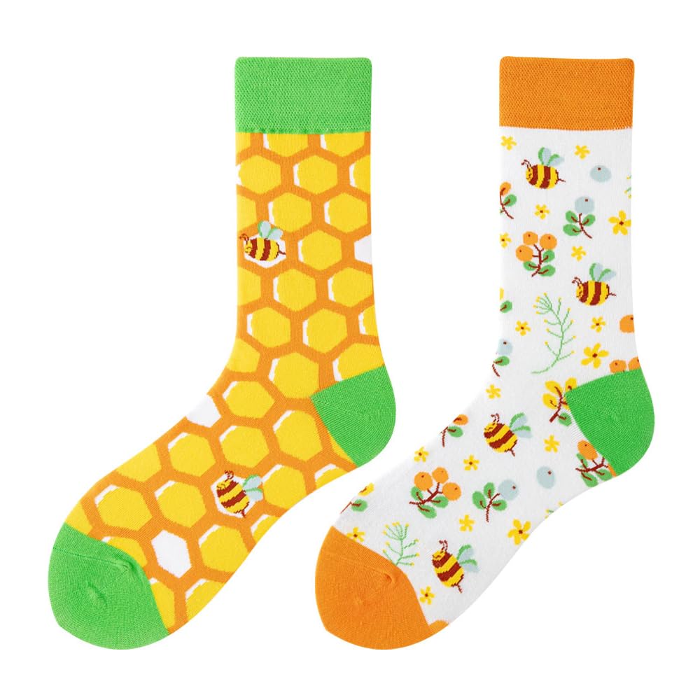 Calcetines Divertidos Unisex para Mujer y Hombre con Diseños Asimétricos en Par - Temas Animales, Comida, Fruta, Deporte y Arte en Algodón - Ideal para Regalos — view 150