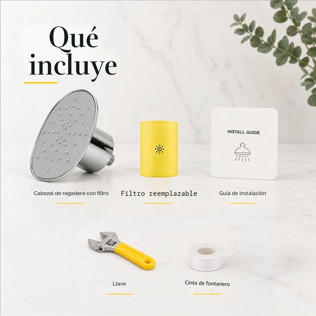 Afina A-01 - Cabezal de ducha avanzado de alta presión, con filtro, reduce la irritación de la piel seca, la caspa, el eccema y mejora el estado de la piel, el cabello y las uñas, níquel | KDF-55 - Filtro de ducha y cabezal de ducha para agua dura, reduce