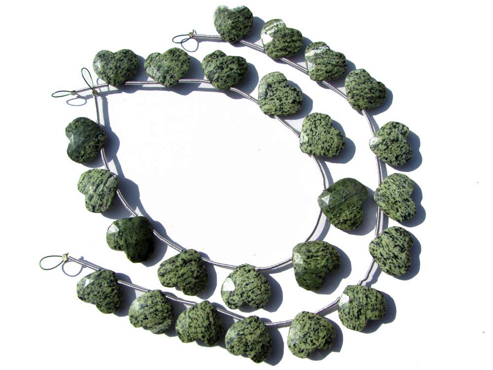 Cuentas de Jaspe de Cebra Verde en corazón para crear collares artesanales y pulseras únicas