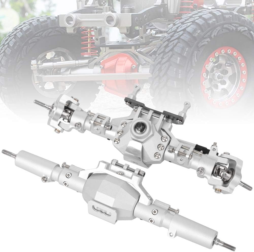 Tbest RC Front axle, Aluminum Alloy Shell RC car Front axle Rear axle Upgrade Parts Accessories for SCX10 II 9 Silver