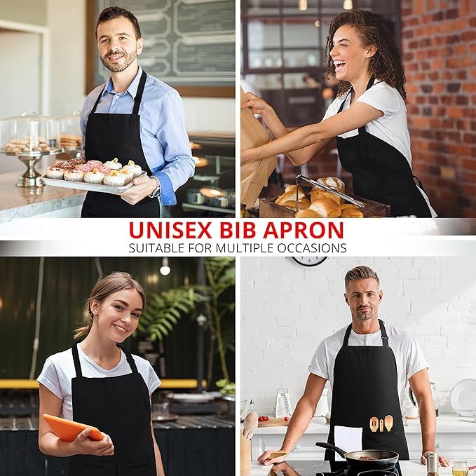 Image of Premium Waterproof Kitchen Apron for Men & Women | Oil & Stain Resistant | Adjustable Neck & Waist Strap | Dual Deep Pockets | Heavy-Duty Cooking, BBQ & Dishwashing Apron