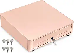 Volcora SAFEGaveta de caixa registradora para (POS) Sistema de ponto de venda com canto redondo de 33 cm, bandeja removível para moedas, 4 notas/5 moedas, 24V, trava com chave RJ11/RJ12, compartimento