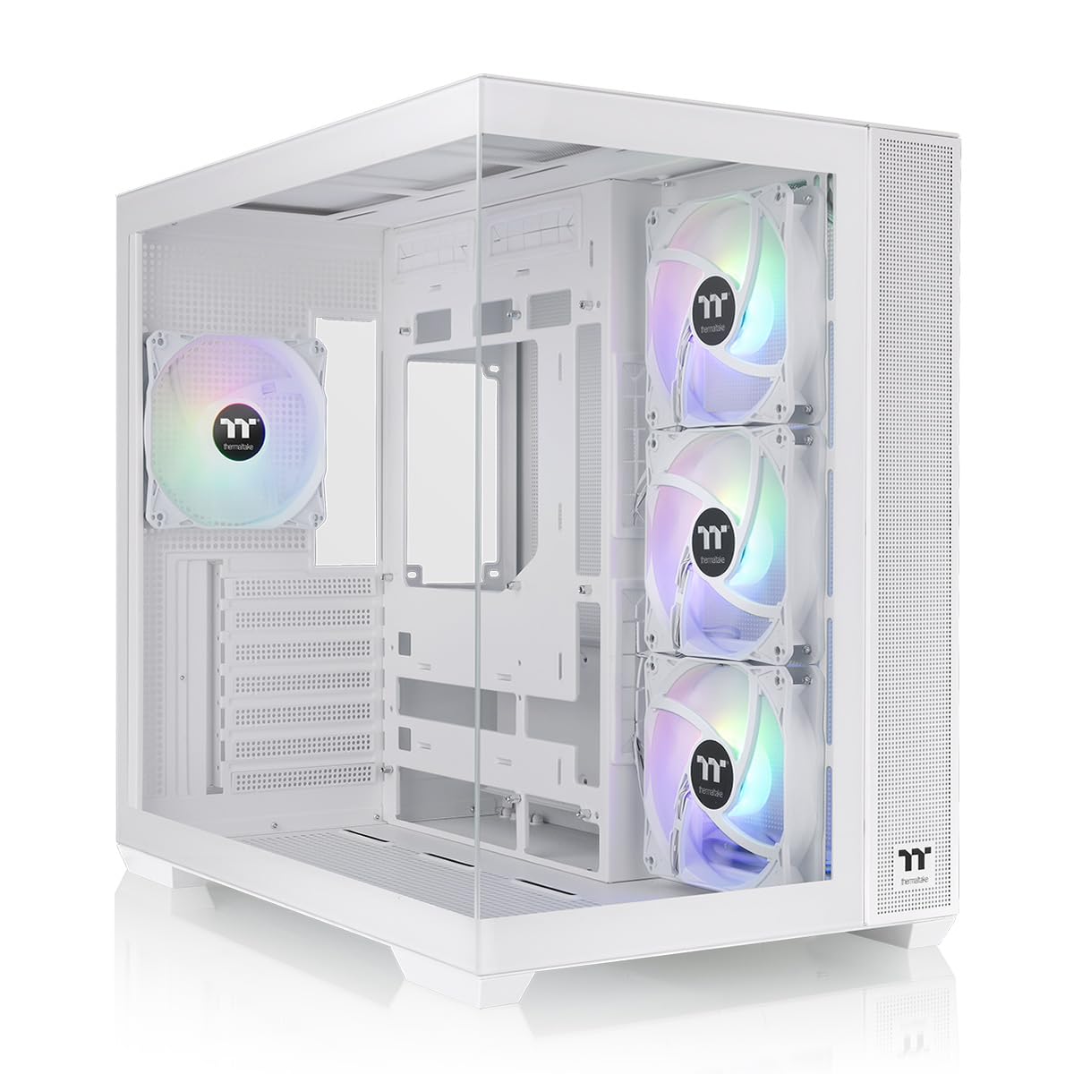 ThermaltakeView 380 TG ARGB Snow ATX Case; 4x120mm ARGB Fans Included; Supports Hidden-Connector Motherboard; Front & Side Dual Tempered Glass Panel; CA-1Z2-00M6WN-00; 3 Year Warranty