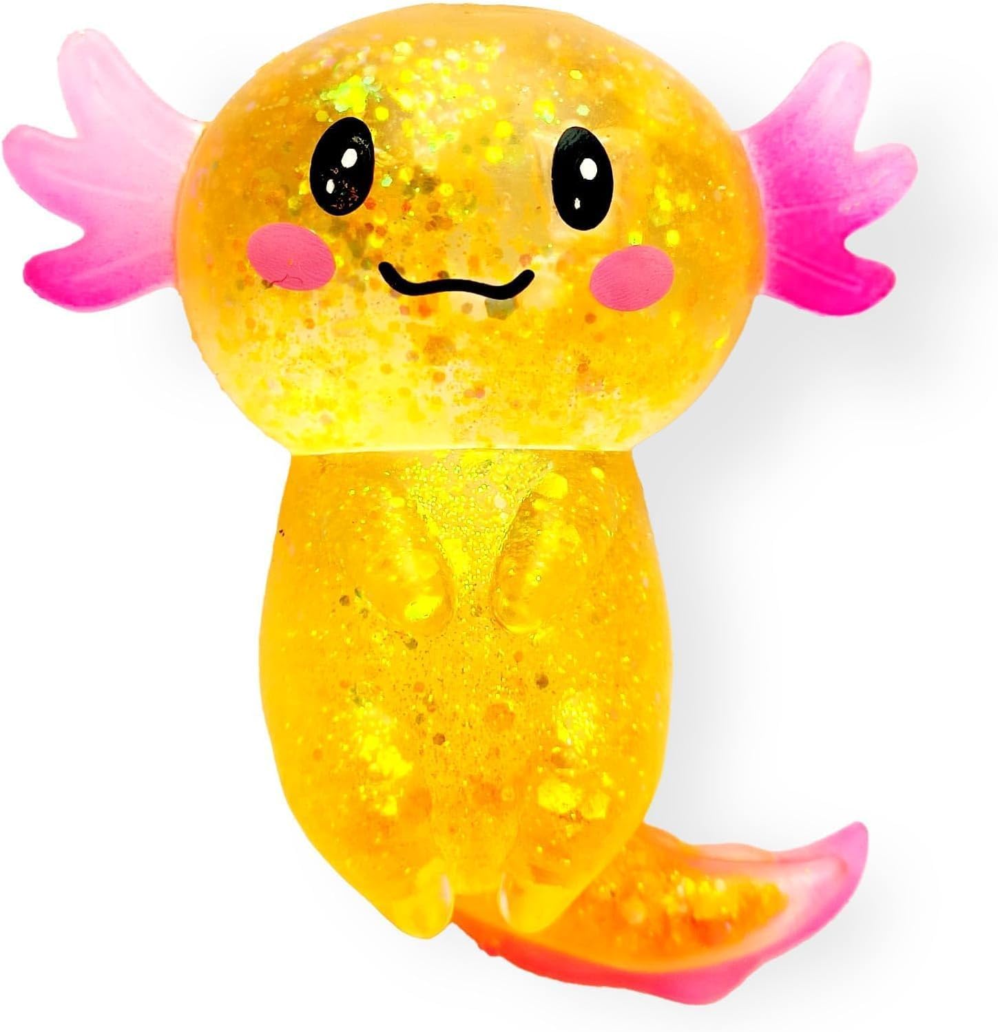 Axolotl Squishys Stress Relief Toy,Fidget Toys for Kids Youth Adult,Cute Malts Sugar Axolotl Toy Adults,Soft Squeeze Sensory Toy for Kids and Adults,Handheld Stress Ball for Anxiety and Focus Orange