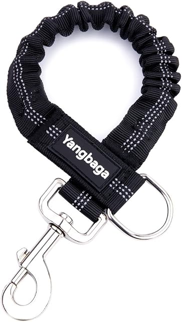 Yangbaga Dogs Shock Absorber, Elastic Buffer Extension leash with Bungee Shock for Pet, Prevent Injury on Arm and Shoulder & Absorb the Pull by Dogs, Great for Bicycle, Running, Walking etc. (Black)