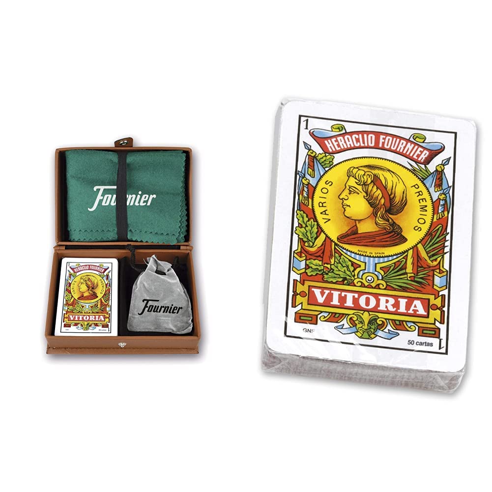Fournier F31023 Mus en Estuche de Polipiel, Conjunto de Juego, Marrón + -Nº12 Baraja española de 50 Cartas empaquetada en celofán, Multicolor (20992)