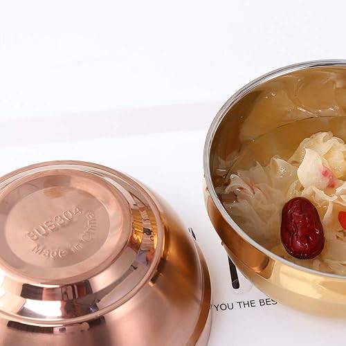 Miniatura 4 de Paquete de 4 cuencos de acero inoxidable, cuencos de sopa de 12 onzas, cuencos de ensalada ligeros, platos de metal de doble pared para salsas,