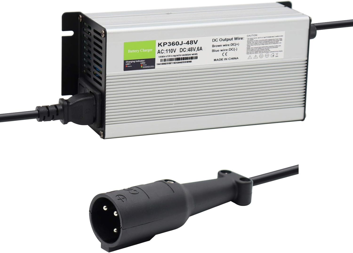 48 Volt 6 Amp Golf Cart Battery Charger for Club Car Golf Cart with 3 Pin Round Plug