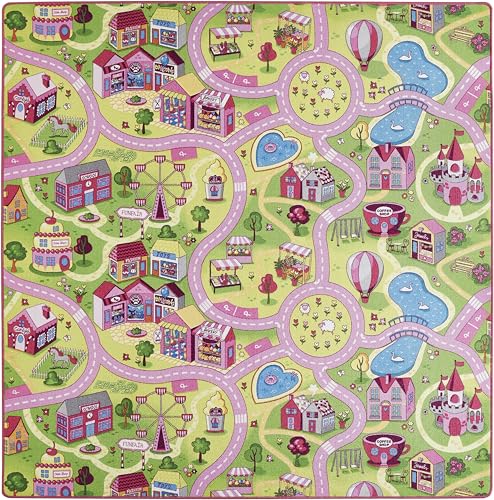 andiamo Straßenteppich Spielteppich Sugar Town, Kinderzimmerteppich in Pink/Rosa, weich &...