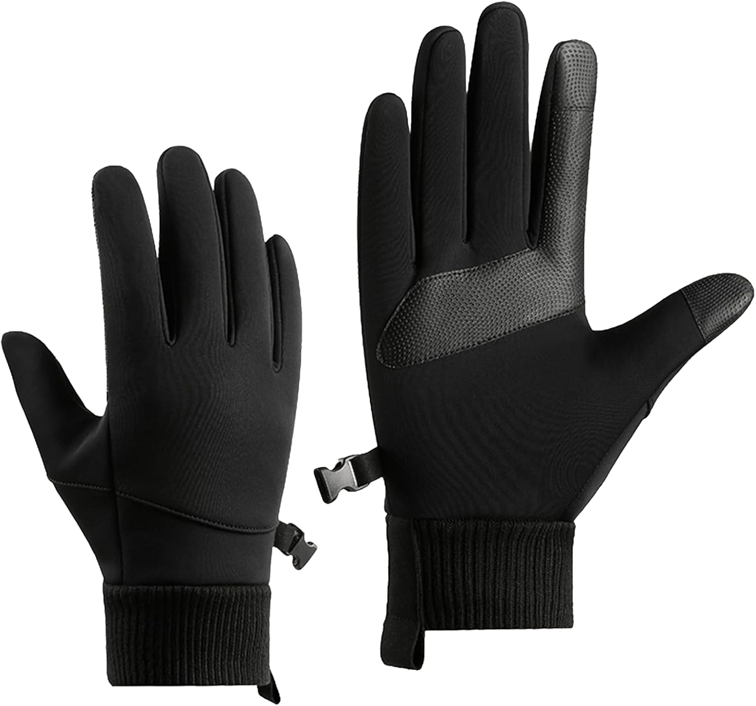 IPENNY Winter Warm Gloves for Men, Thermal Fleece Lined Touchscreen Gloves, Water-Resistant & Windproof Cold Weather Gloves with No-Slip Grip for Ski, Cycling, Hiking, Work, Driving (Black,XL) - Image 2