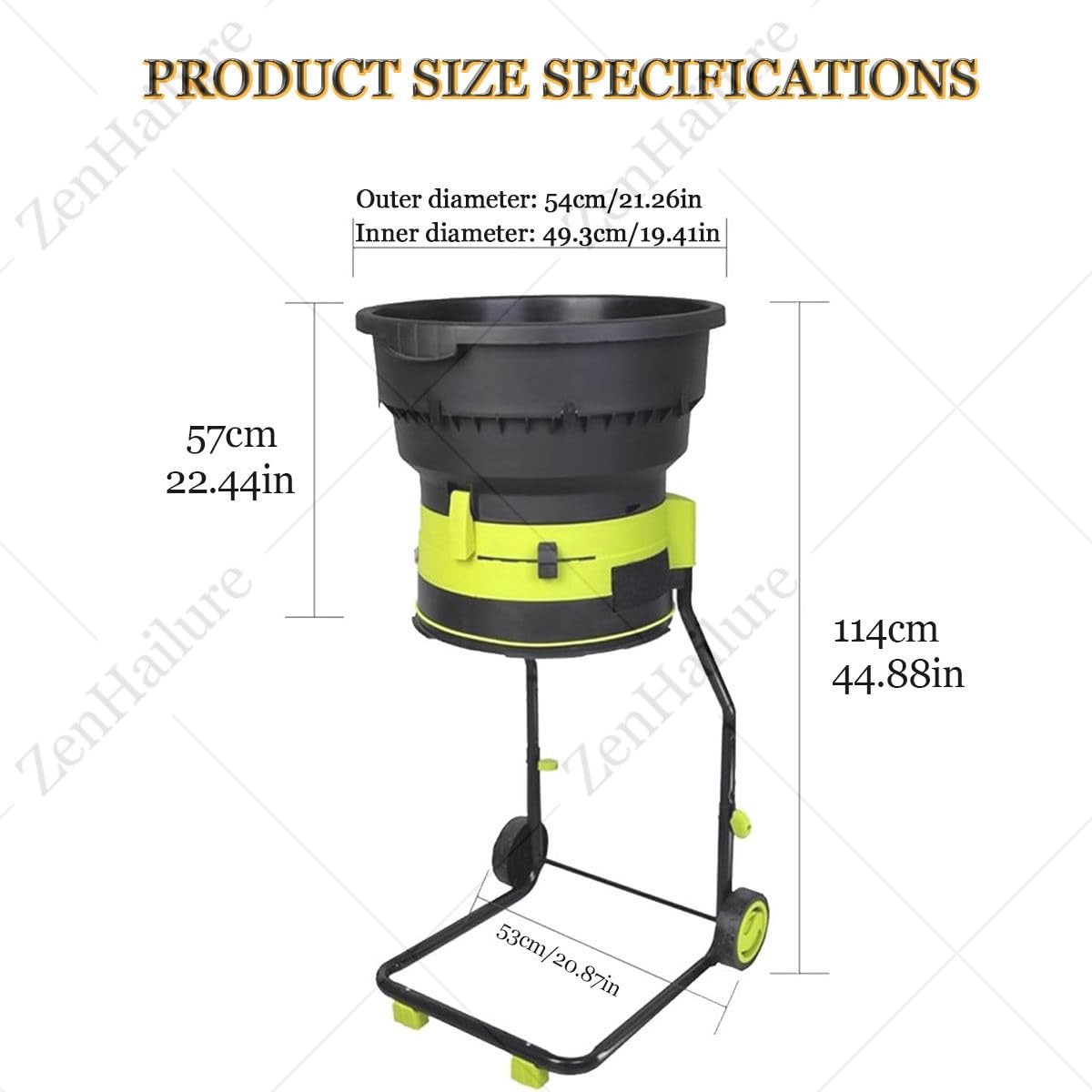 Trituradora De Hojas De 2500 W con Ruedas,Trituradora De Jardín Sin Cuchillas con Bolsa De Almacenamiento,Trituradora Eléctrica De Hojas,Tolva De 54 Cm De Ancho 20meters