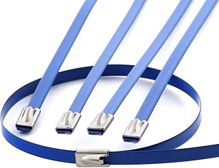 10pcs 12 inches 300mm Long Stainless Steel Wrap/Cable Zip Tie (Blue)