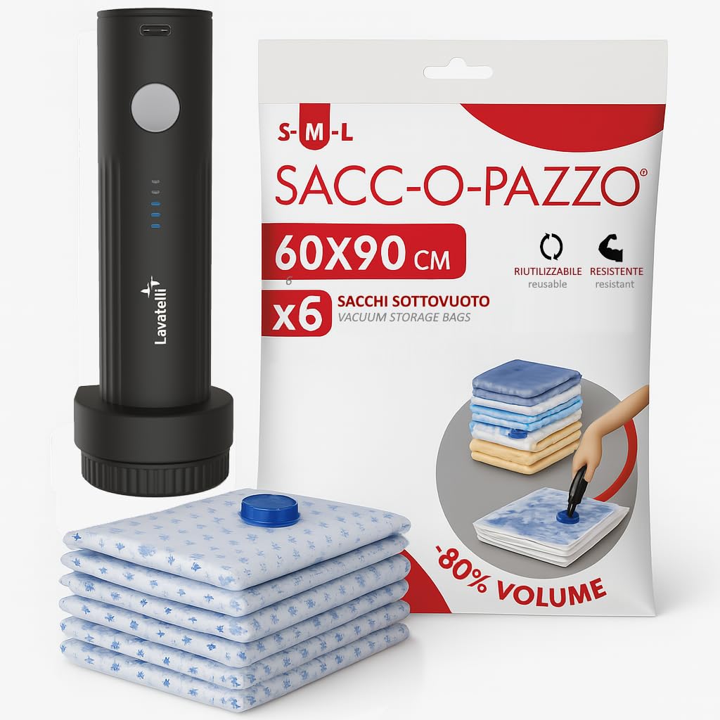 Lavatelli VAC-U-PUMP – Bomba de Vacío Eléctrica Inalámbrica 25W | Recargable USB-C 127g | Para Bolsas Vacío Ropa, Maleta y Armario | Compatible con Ryanair, Vueling y easyJet Equipaje de Mano — view 10