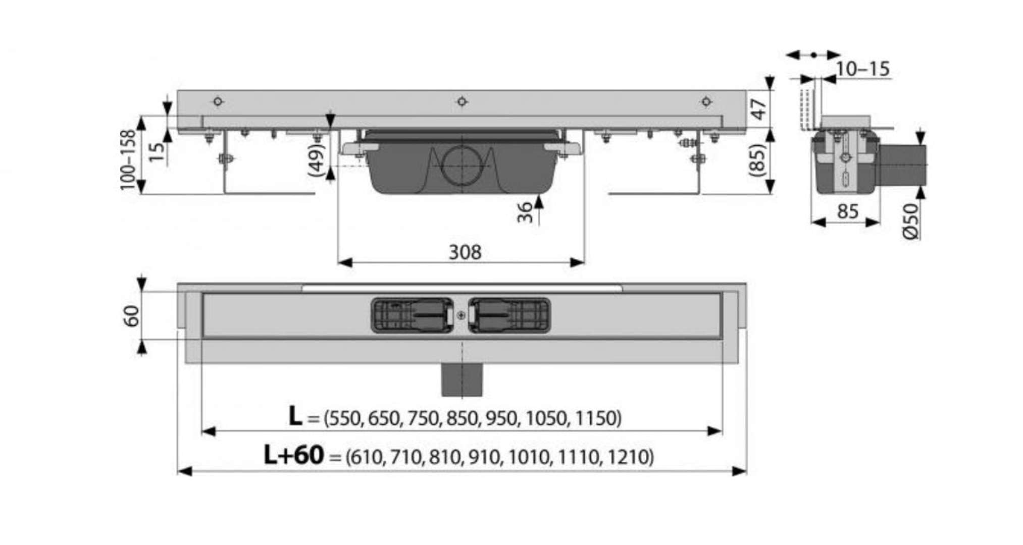 Alcaplast APZ4 - Griglia flessibile per doccia, con griglia in acciaio inox, 1000 mm