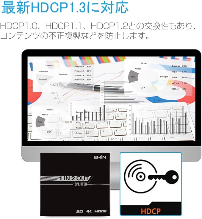 Amazon Ewin Hdmi 分配機 4k 1入力2出力 3d Hdmiスプリッター Hdcp解除 Usbケーブル給電 発熱 安定性など改善 Xbox Ps4 任天堂switchなどに対応 Ewin Av機器配線用品