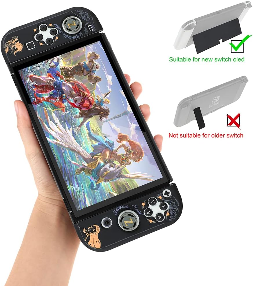 Dockable Protective Case Compatible with Switch OLED 2021, Hard Shell Case Cover for Switch OLED 7 Inch and Joy-Con Controllers with 4 Thumb Grips,Zelda Switch OLED Carrying Case (Zelda) - Image 2