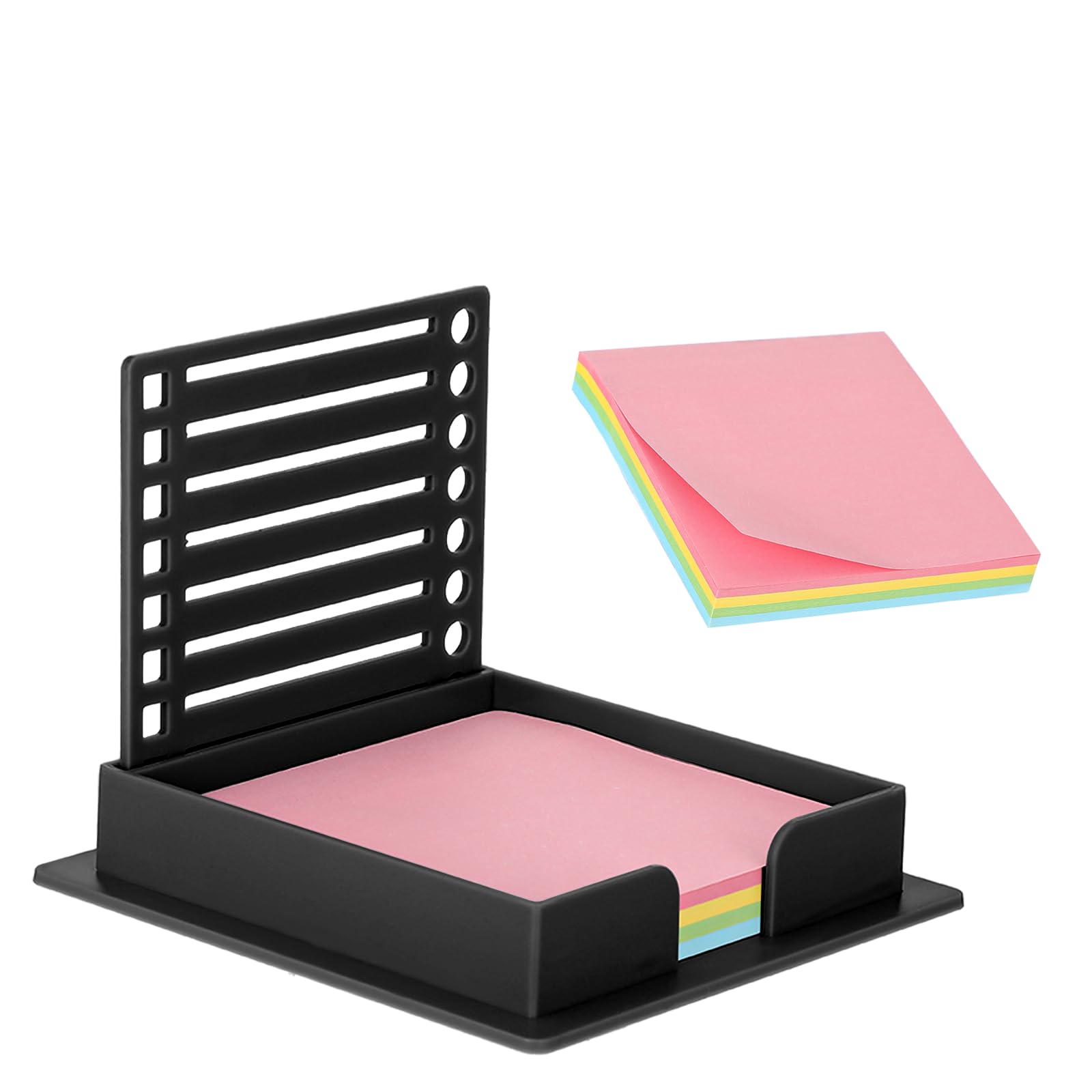 Sticky Note Holder Self-Stick Note Template Plastic Sticky Pads Dispenser for Desk Organizer(Black)