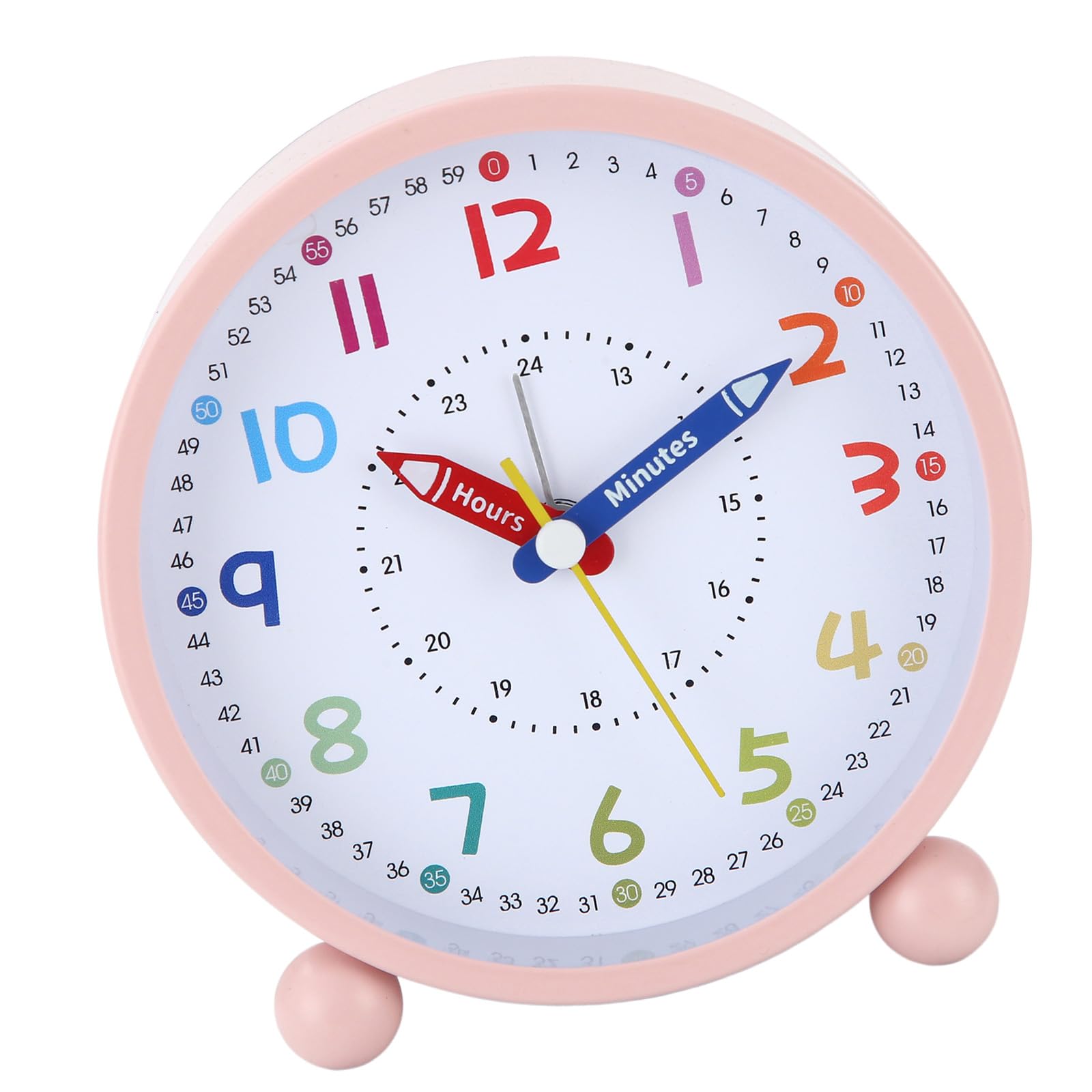 OSNIYAW Kids Educational Analog Alarm Clock with Large Display and Nightlight Battery Operated for Bedsides and Study Area Noiseless Educational Analog Alarm Clock