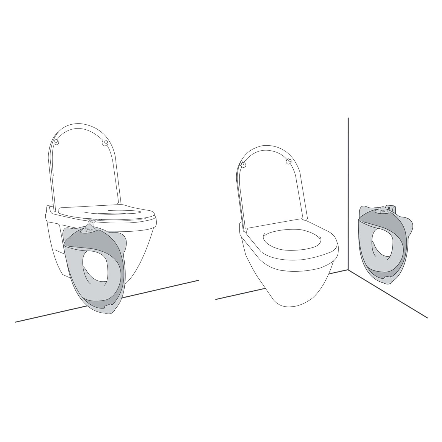 BEABA Potty Training Seat, Easy to Position and Anti-Slip, Hygienic Design with Splash Guard, Potty Training Toilet Seat, Includes Mountable Hook, (White)