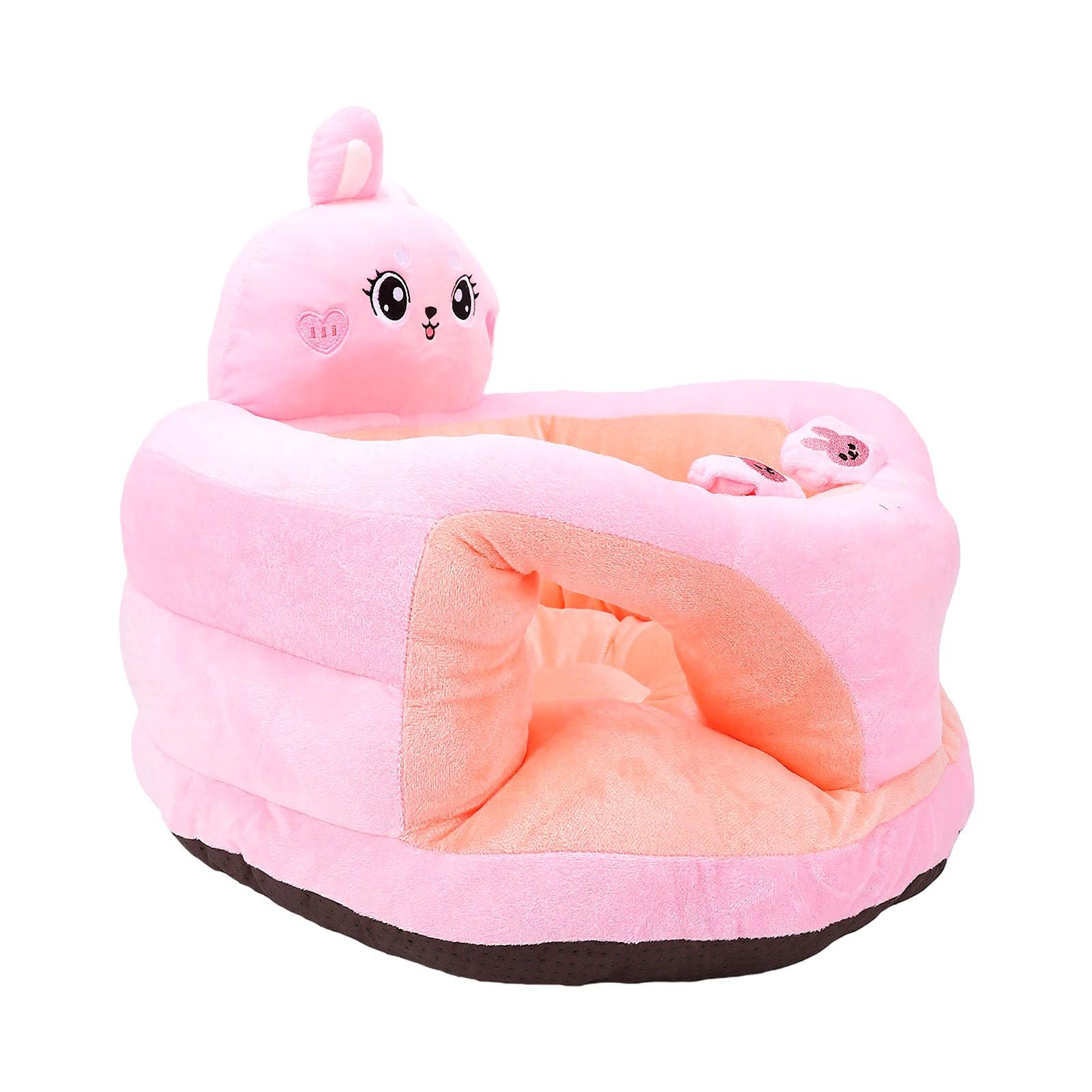 Annadue Sedia per Bambini Che Impara a sedersi. Seggiolino in Morbido Peluche per Bambini con Supporto per la Schiena per Coniglietto Rosato dell'asilo Nido (Coniglio rosato)