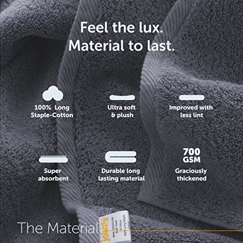 7Pc Luxury Bath Towels Set | 100% Turkish Cotton | Premium Hotel & Spa Quality | Super Soft - Highly Absorbent | 2 Large Bath Towels, 1 Floor Mat, 2 Hand Towels, 2 Washcloths, Silver-Blue Gray #TOP2