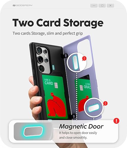 Miniatura 83 de GOOSPERY Parachoques magnético para puerta compatible con Galaxy S23, tarjetero tipo cartera, cierre automático, protección de doble capa resistente