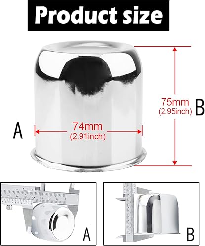 Miniatura 3 de 4 tapas centrales de rueda de remolque de 2.91 pulgadas, diámetro de 2.91 pulgadas, 2.95 pulgadas de alto para llanta de rueda, cubierta de rueda
