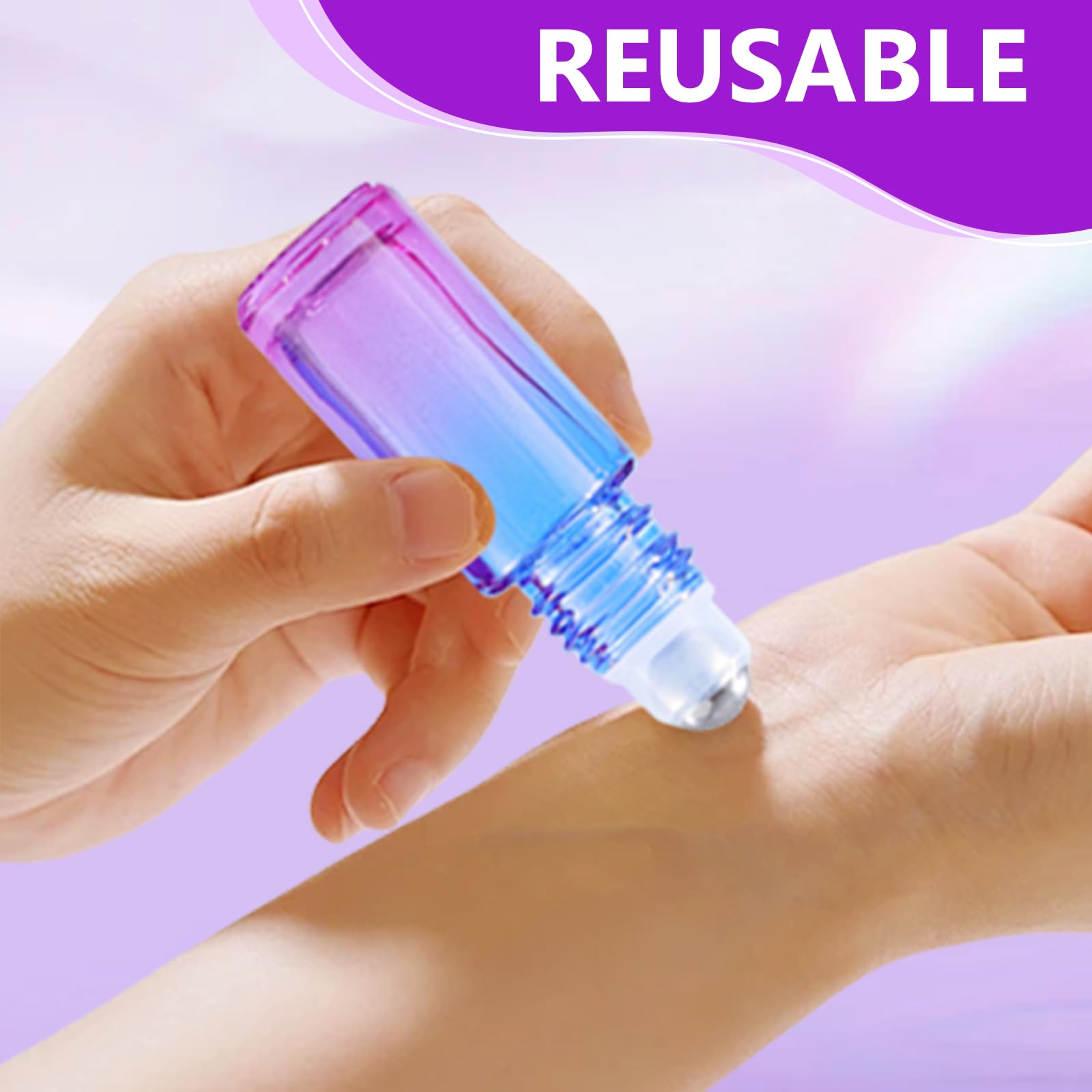 Roll On Lot de 25 bouteilles en verre multicolore de 5 ml pour huile essentielle avec boules et accessoires en acier inoxydable