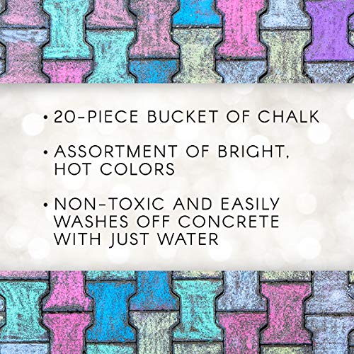 Darice Jumbo Sidewalk Chalk, Colors may vary (20pc) – Bring Artwork to Life Outside – Sized for Small Hands – Reusable Storage Bucket – Non-Toxic, Washable – Great Screen-Free Activity for Kids