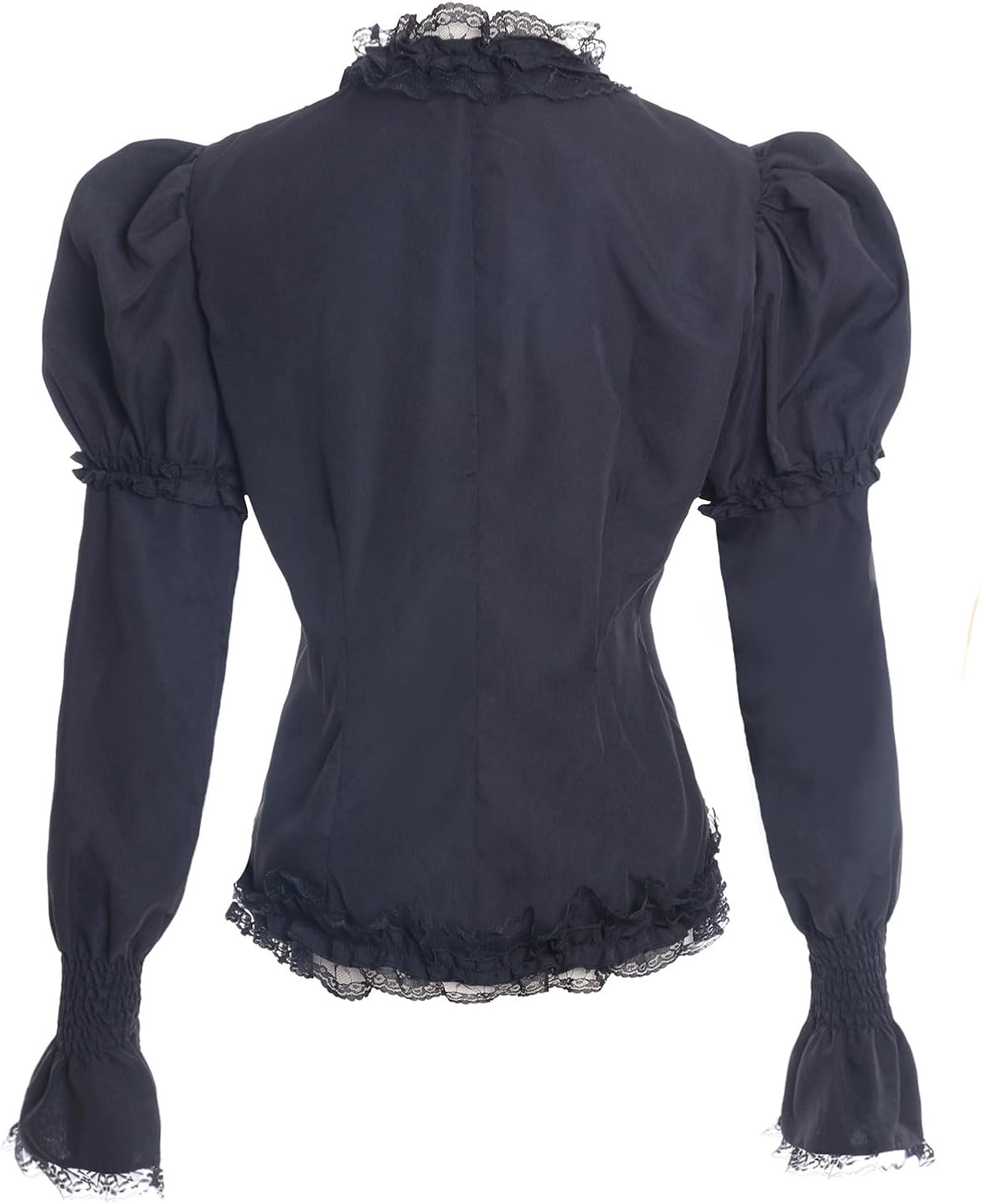 Victorian Blouse for Women Vintage Lace Ruffle Neck Puff Long Sleeve Shirt Tops - Image 4