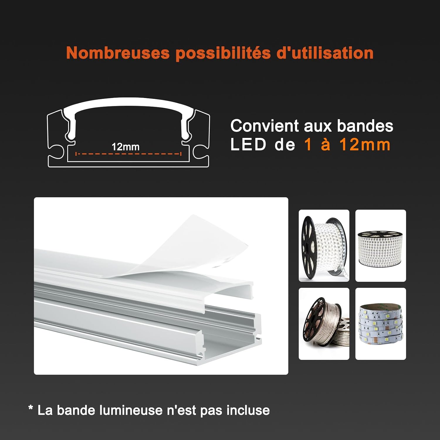 HOMMAND Profilé Aluminium LED 6 x 1m en U - Kit Complet avec Diffuseur, Connecteur d'Angle - Analyse des détails et conception