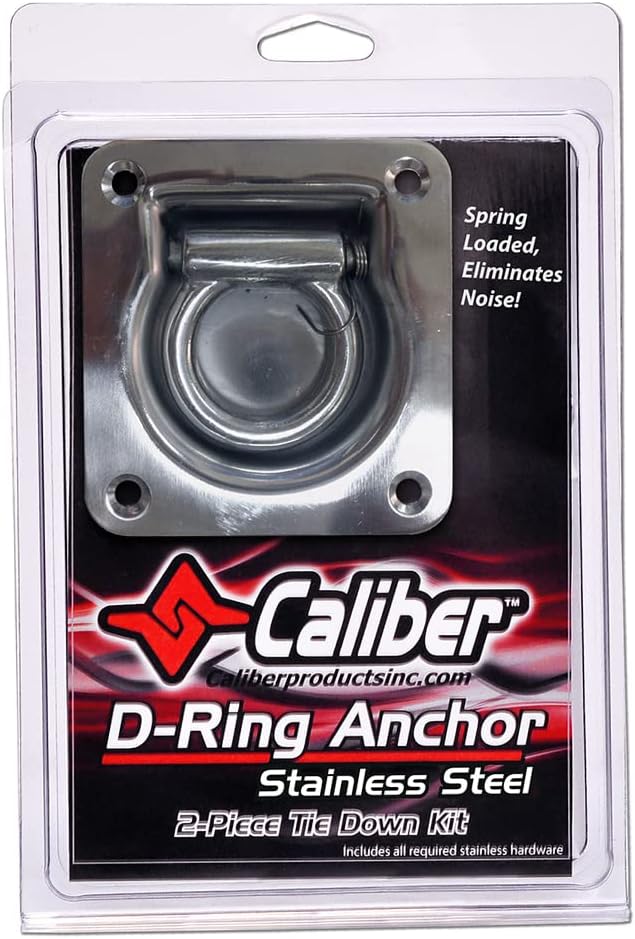 Caliber Stainless-Steel Plated D-Ring Anchor 13521, 2-Pc Tie-Down System